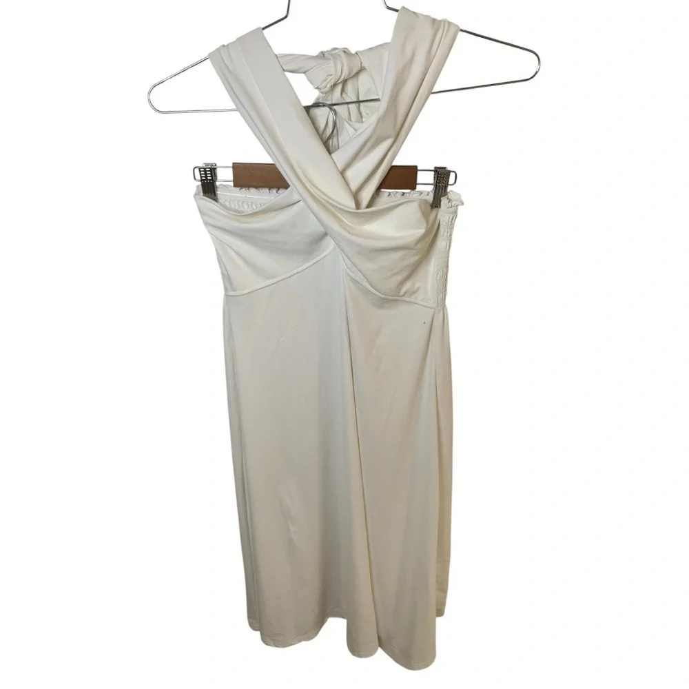 Title Nine White Twist Halter Swim Dress - Picture 3 of 7